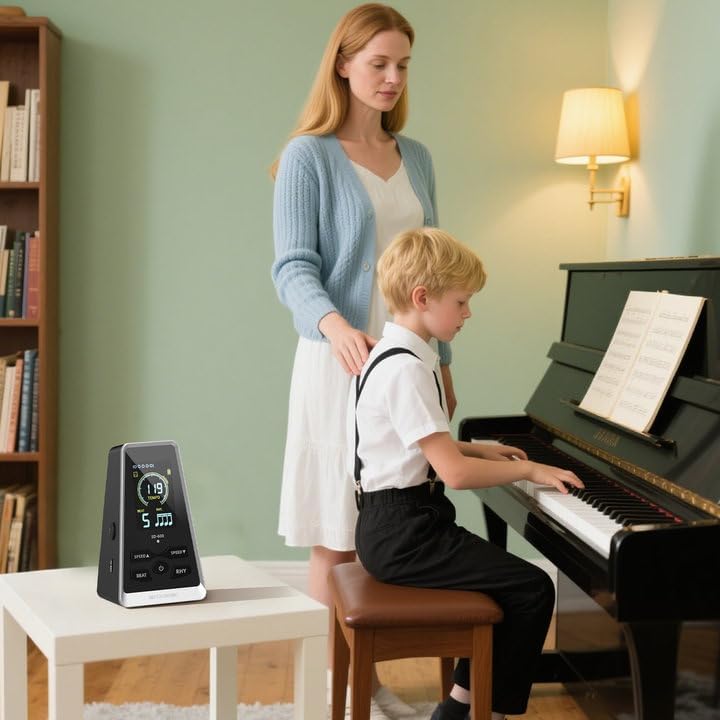 SDREAM Digital Metronome for Piano,Guitar,Violin,Rechargeable LCD Electronic Metronome with Human Voice,Professional Metronome for Beginners & Musicians,Instrument Volume & Beat Speed Adjustable - Image 5